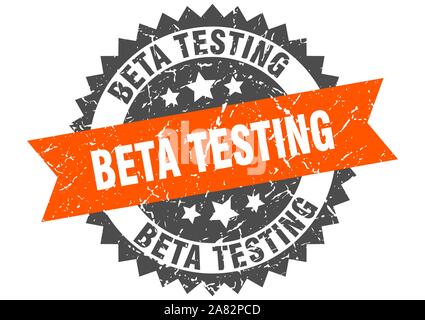 beta testing grunge stamp with orange band. beta testing Stock Vector