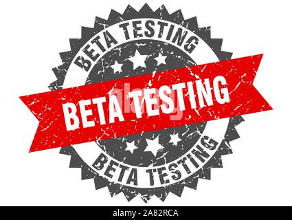 beta testing grunge stamp with red band. beta testing Stock Vector