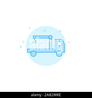 Manipulator car, manual crane icon. Flat illustration. Filled line style. Blue monochrome design. Stock Photo