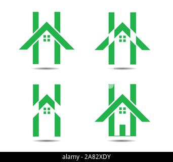 abstract vector logo combines house and the letter h Stock Vector