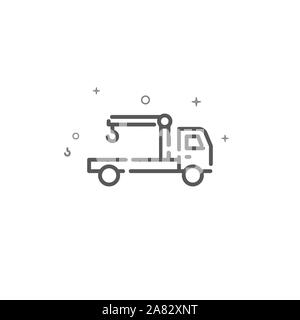 Manipulator car simple line icon. Manual crane truck symbol, pictogram, sign. Light background. Stock Photo