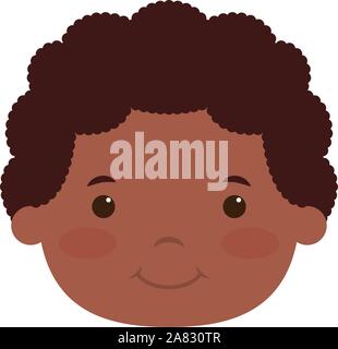 Kid afro boy face smiling cartoon in black and white Stock Vector Image ...