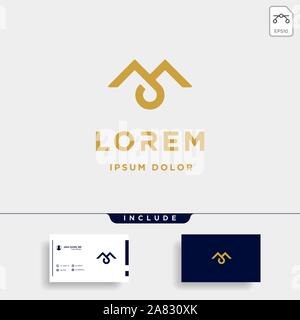 Letter M Monogram Logo Design Minimal Icon Stock Vector