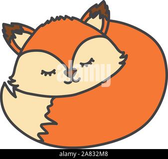 Cute little fox sleeping on the moon. Vector cartoon illustration Stock ...