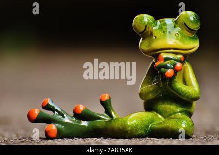 FUNNY CERAMIC FROGS Stock Photo