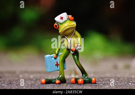 FUNNY CERAMIC FROGS Stock Photo