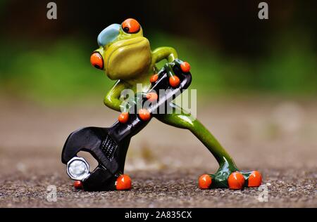 FUNNY CERAMIC FROGS Stock Photo