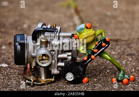 FUNNY CERAMIC FROGS Stock Photo