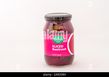 Alberton, South Africa - a bottle of Rhodes sliced beetroot isolated on a clear background image with copy space in horizontal format Stock Photo