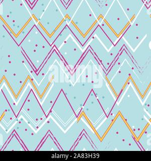 Chevron zig zag abstract with dots, pastel, seamless vector surface pattern design Stock Vector