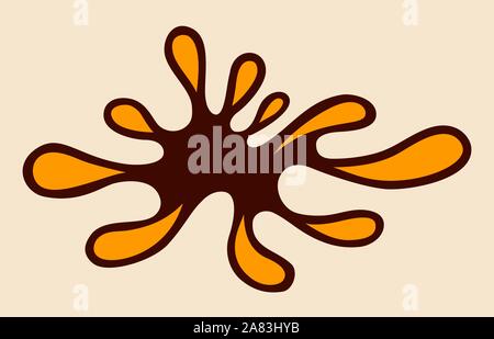 Color spot. Splash silhouette. Ink blot. Drip black paint. Oil. Abstract vector color illustration isolated on beige background. Stock Vector