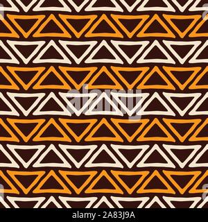 Abstract seamless pattern of hand drawn triangles. Brush strokes. Geometric shapes ornament. Color vector background. Stock Vector