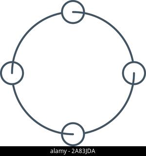 cyclic rotation linear icon, four circles instead of arrows recycling recurrence, renewal line symbols on white background - editable stroke Stock Vector