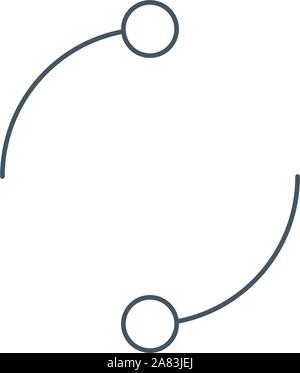 cyclic rotation linear icon, two circles instead of arrows recycling recurrence, renewal line symbols on white background - editable stroke Stock Vector