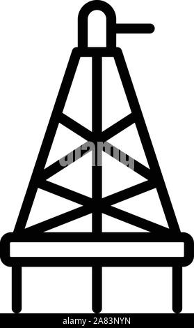 Oil rig icon, outline style Stock Vector