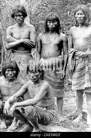 Group of head hunters of the upper Amazon, in Brazi 1890-1923 Stock Photo