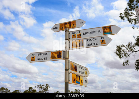 All routes sign indicating direction of travel on a post in England ...
