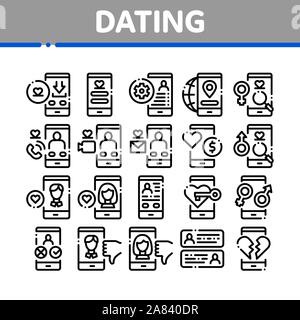 Dating App Collection Elements Icons Set Vector Stock Vector