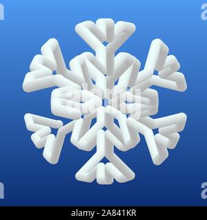 Vector 3d snowflake icon siolated on gradient blue background. New year and Christmas design element. Stock Vector