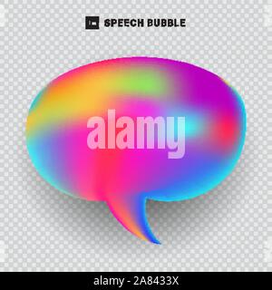 Speech bubble vibrant color transparency background fluid concept. Message icon or communication, comment chat symbol,  banner web liquid shapes. Vect Stock Vector