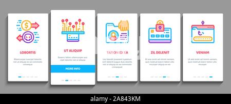 Carder Hacker Onboarding Elements Icons Set Vector Stock Vector