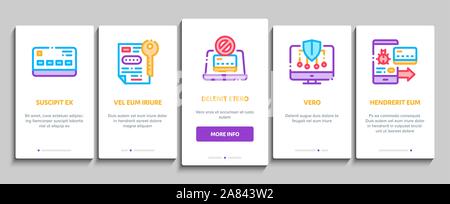 Carder Hacker Onboarding Elements Icons Set Vector Stock Vector