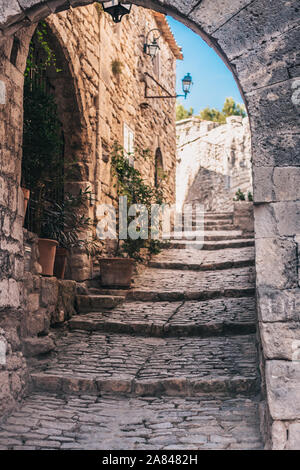 Lacoste, Vaucluse, Provence-Alpes-Cote d'Azur, France, September 25, 2018: Street view Stock Photo