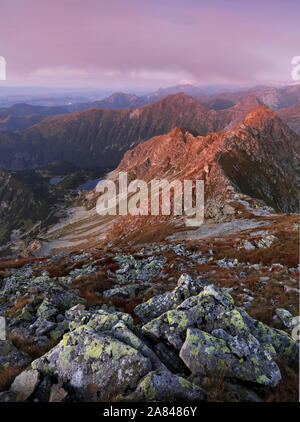 Tatras mountain panorama, Slovakia from peak Hruba Kopa in Rohace Stock Photo