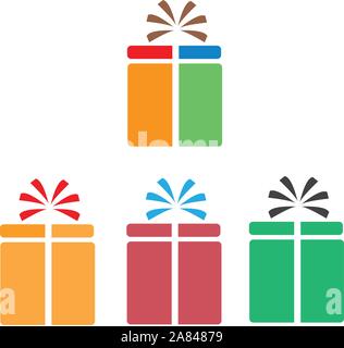 set gift box icon on white background. flat style design. set gift box sign. Stock Vector