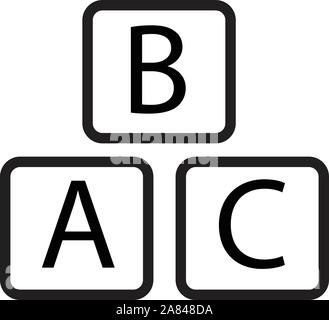 abc block icon on white background. abc block sign. Stock Vector