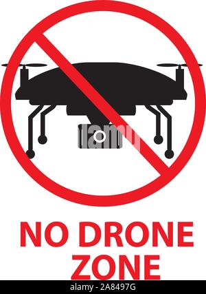 drone flights prohibited in thai area. no drone zone sign. no fly. Stock Vector