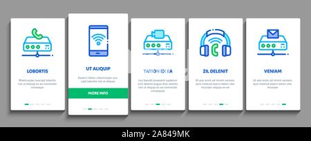Voip Calling System Onboarding Icons Set Vector Stock Vector