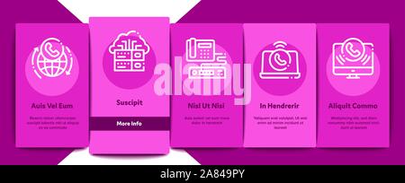 Voip Calling System Onboarding Icons Set Vector Stock Vector