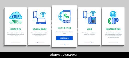 Voip Calling System Onboarding Icons Set Vector Stock Vector