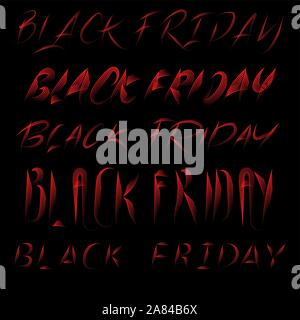 Black friday calligraphic inscription. Symbol collection. Line art lettering on black backdrop. Sign, symbol, element Stock Vector