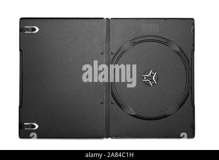 Open empty dvd box isolated on a white background Stock Photo