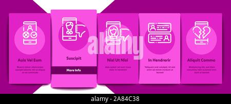 Dating App Onboarding Elements Icons Set Vector Stock Vector