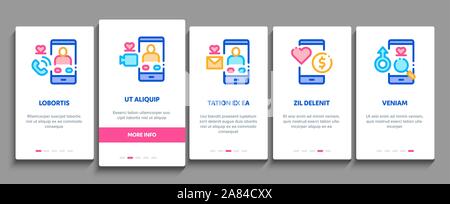 Dating App Onboarding Elements Icons Set Vector Stock Vector