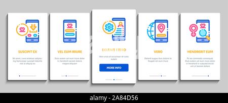 Dating App Onboarding Elements Icons Set Vector Stock Vector