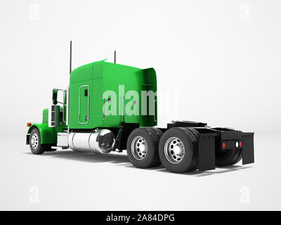 Green truck without trailer for long trips around the country 3d render on gray background with shadow Stock Photo