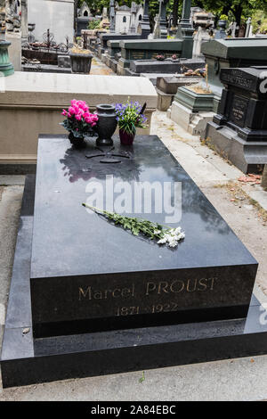 A tomb of Marcel Proust, a French novelist, and his brother Robert in the Père Lachaise Cemetery, Paris Stock Photo