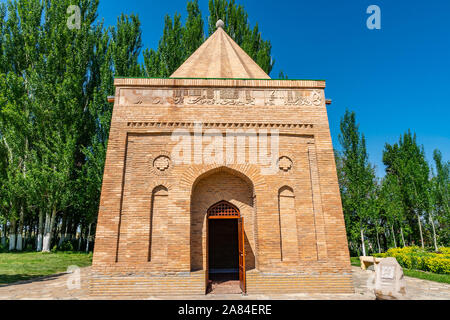 Taraz Aisha Bibi and Babazha Khatun Mausoleum Picturesque Breathtaking View of the Site on a Sunny Blue Sky Day