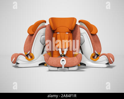 Orange car seat three pieces front view 3d render on gray background with shadow Stock Photo