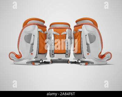 Orange car seat three pieces rear view 3d render on gray background with shadow Stock Photo