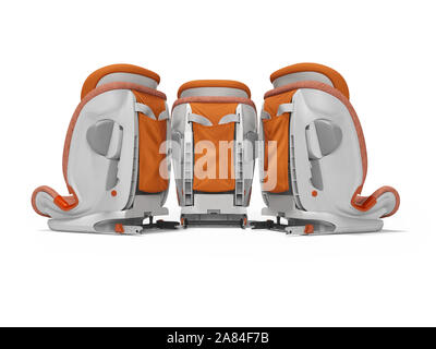 Orange car seat three pieces rear view 3d render on white background with shadow Stock Photo