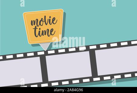 Movie time banner for the cinematic projects.  Stock Vector