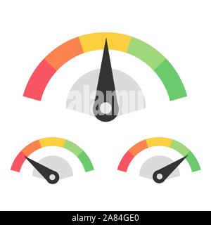 Customer Satisfaction Meter Speedometer Set. Vector Illustration Stock Vector