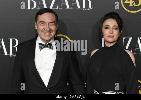 Pedro J Ramirez (L) and Cruz Sánchez de Lara attend the Harper's Bazaar Awards at Santoña palace in Madrid. Stock Photo