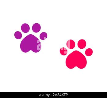 Two cute cat paw prints icons. Vector illustration. Stock Vector
