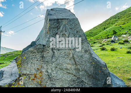 Tekeli City Picturesque View of Buddhist Stupa Stone Carving Buddha on a Sunny Blue Sky Day Stock Photo
